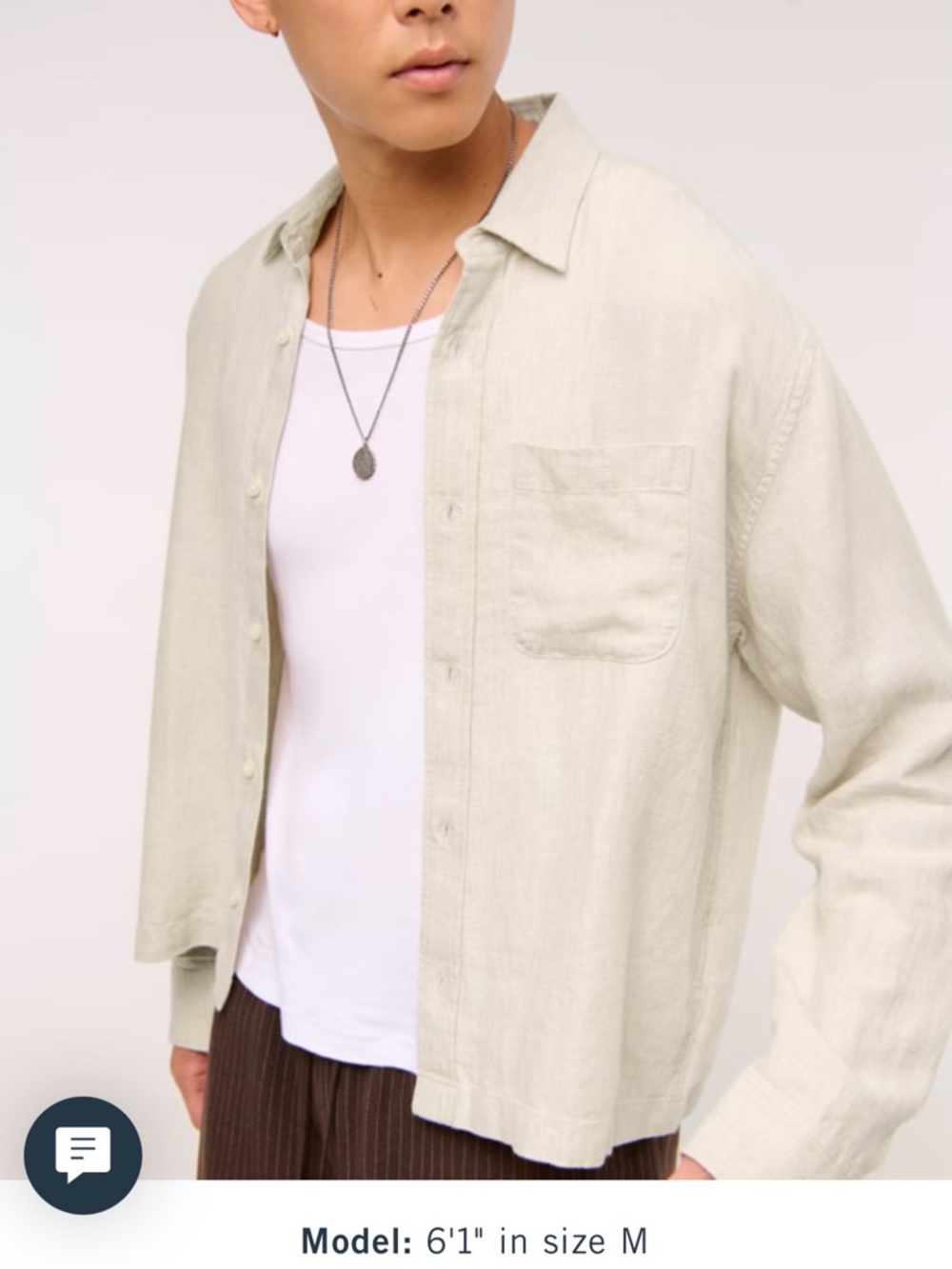 Abercrombie & Fitch Light Beige Open-Front Button Shirt - Minimal Casual Sz L
